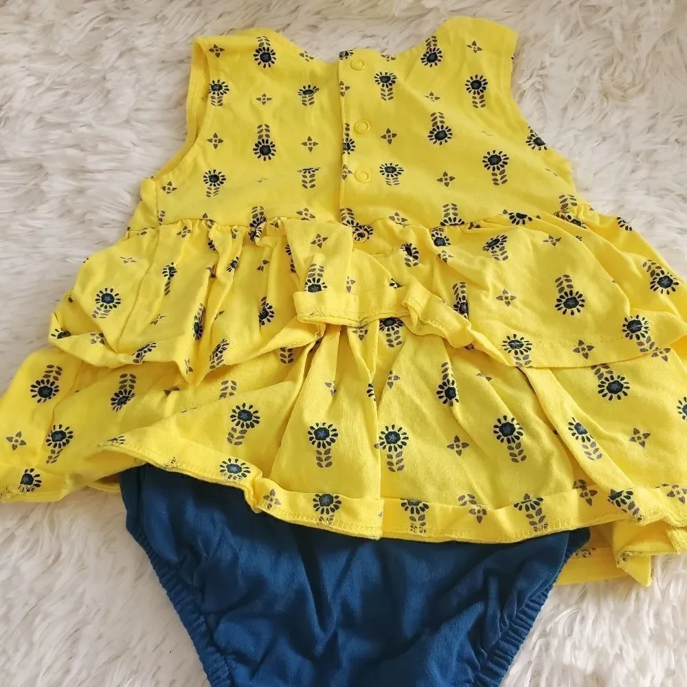 Baby Girl's Just One You Size 18 Month Yellow and Blue Flower Dress
